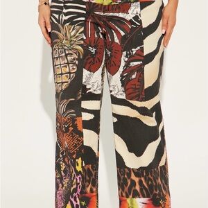 Tropical Print Wide-Leg denim